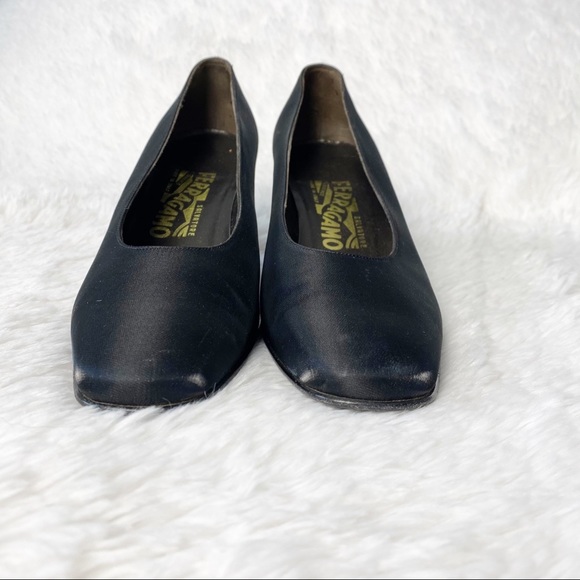 Salvatore Ferragamo Vintage Nero Square Cranny Block Heels Women's Size 8.5B - Picture 5 of 12